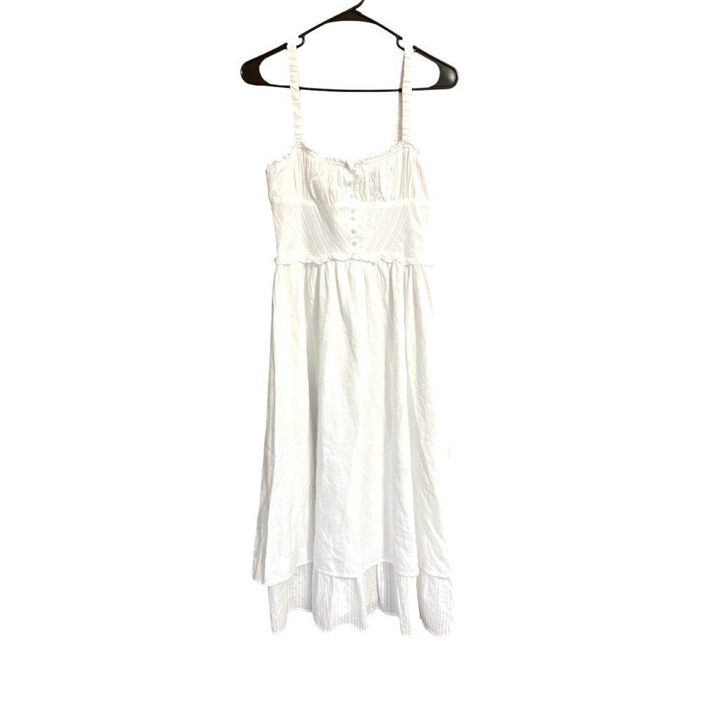 Commense White Ruffle Hem Cami Plain Midi Dress - Picture 3 of 4
